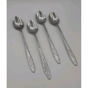 Vintage National Stainless Danielle 4 Piece Ice Tea Spoons Japan 7 1/2 in Long